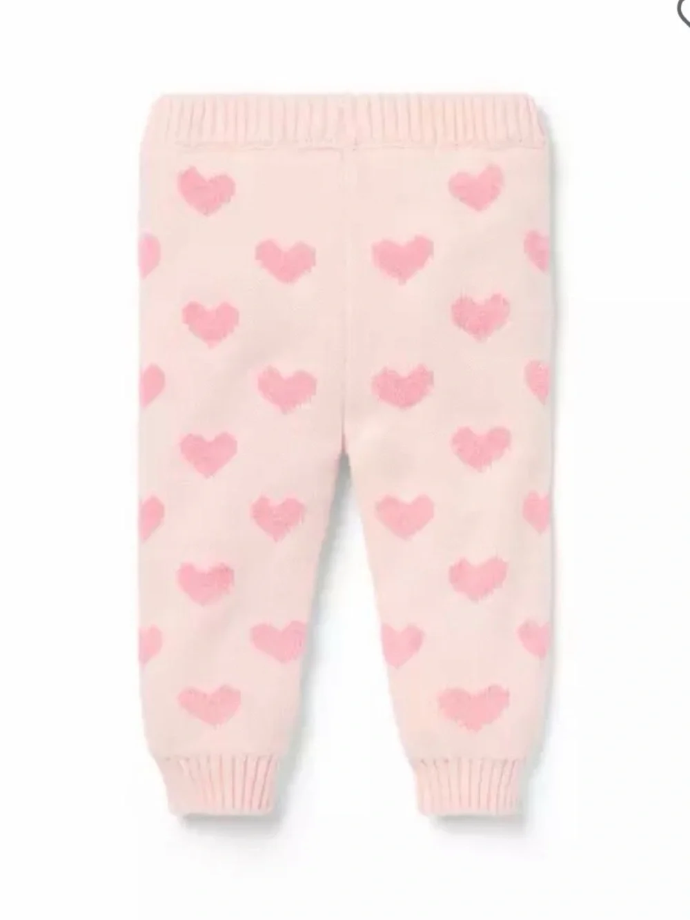 Janie and Jack Pink Heart Knit Pants